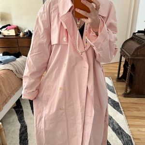 Ralph Lauren pink trench coat with pearl hardware